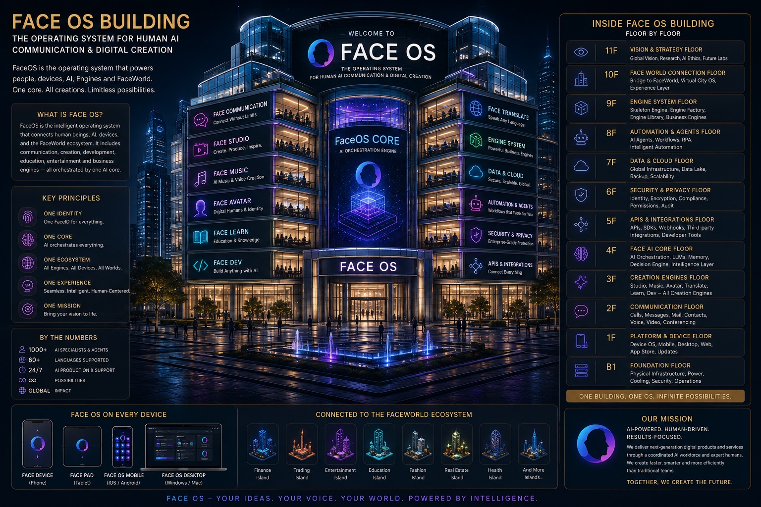 FaceOS Building visual representing connected capabilities