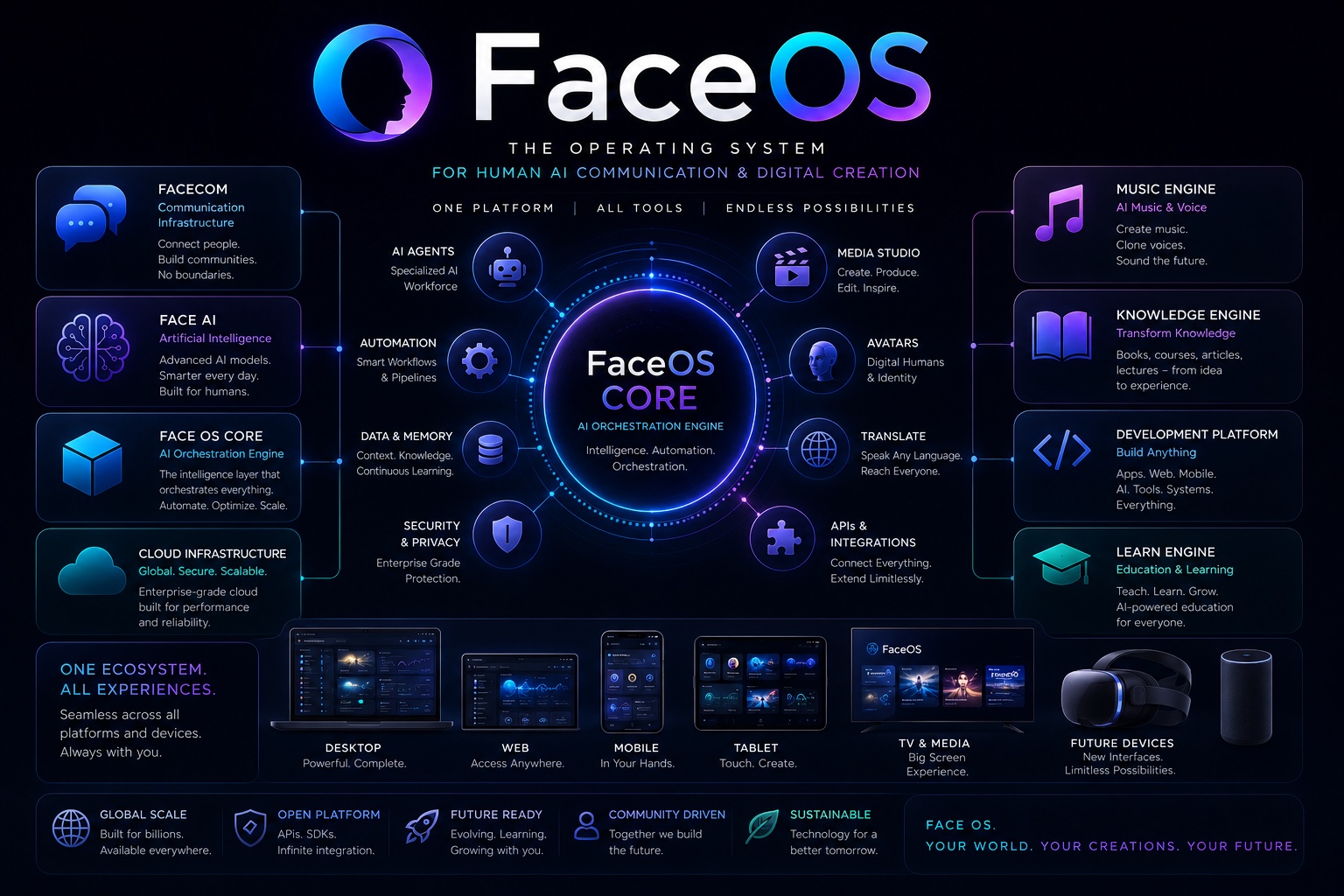 FaceOS Core connecting AI, automation, translation, media, learning and devices